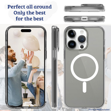 iPhone 15 Compatible Case Cover With Ultimate Shockproof Transparent And Compatible With Magsafe Technology - Clear Black